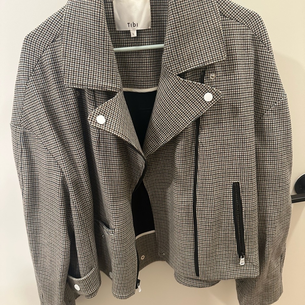 Tibi Houndstooth Black and White Blazer